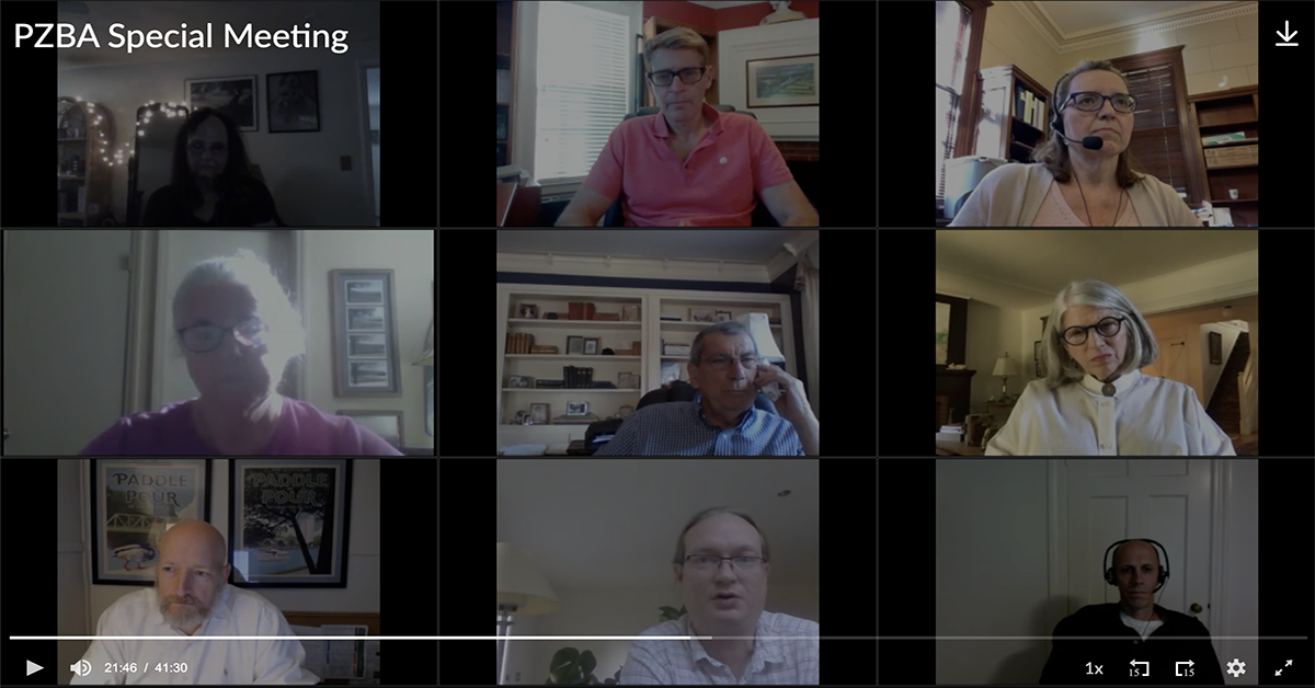 Screen shot from Planning Board and Village Board of Trustees on September 3, 2020